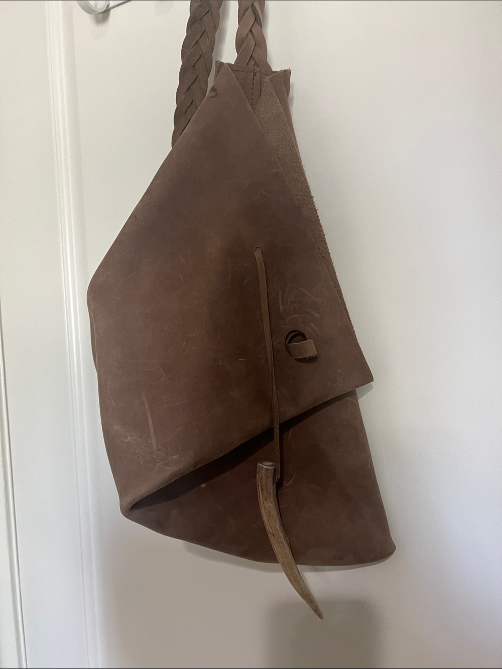 Unique Artisan made Leather Sling Bag with Braided Strap - Picture 5 of 5